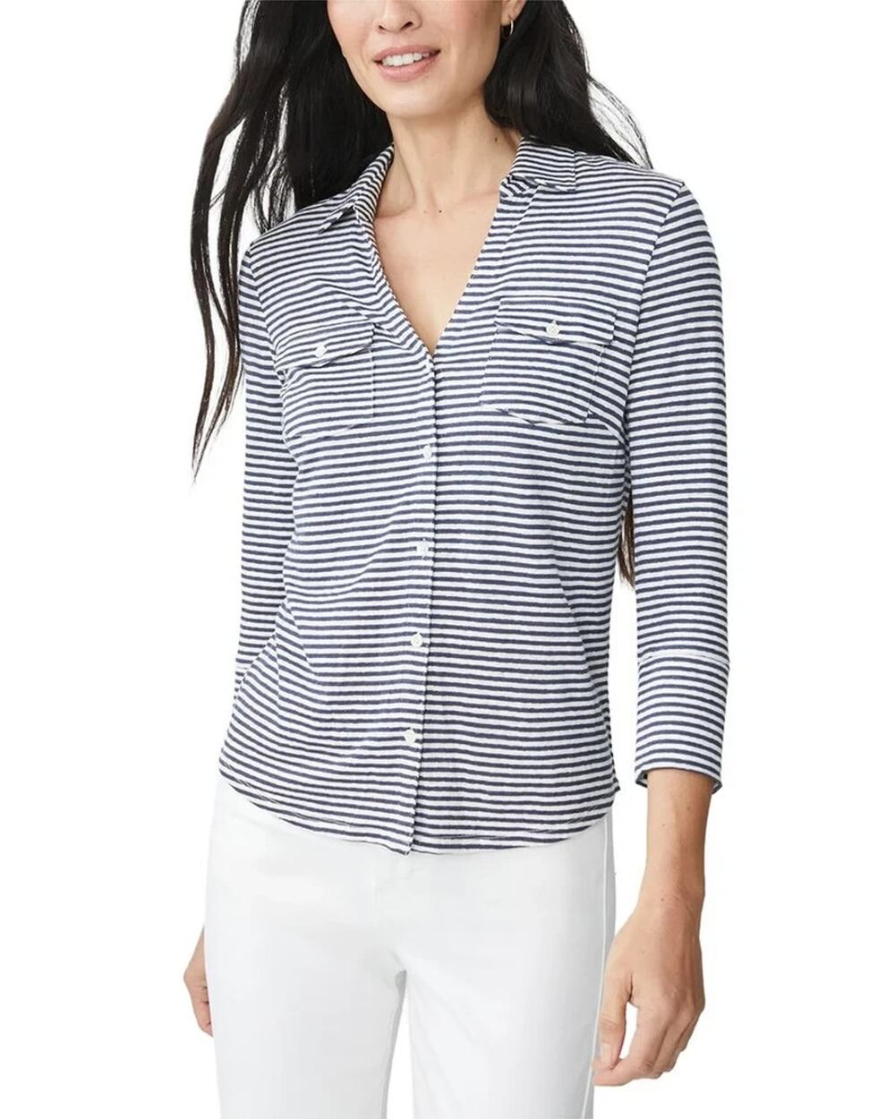J. McLaughlin Linen Blend Brynn Knit Button Up Top shirt Women’s Large A010530